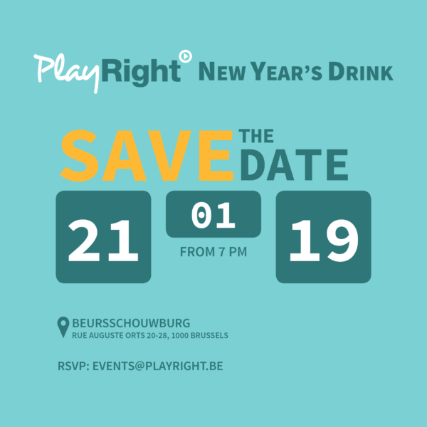 PlayRight Nieuwjaarsdrink 2019 – Maandag 21 januari